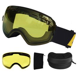 Outdoor Eyewear LOCLE Ski Goggles UV400 Anti fog Glasses Double Layers Snow Skiing Snowboard With Night Vision Lens 230925