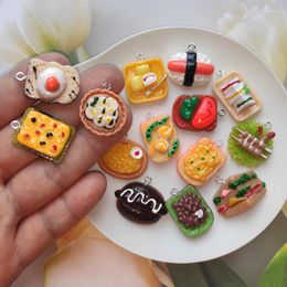 Decorative Figurines 12pcs Mini Toast Bread Hamburger Resin Food Pendants Flatback Scrapbooking DIY Wedding Phone Hair Shoes Jewellery