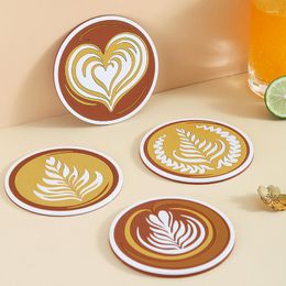 Table Mats 10cm Coffee Water Cup Flower Patterned Round Coasters For Heat Insulation Protection Pvc Holder Pad