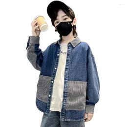 Jackets Boy Denim Jacket Patchwork Coats Kids Spring Autumn Children Coat Casual Style Clothes 6 8 10 12 14