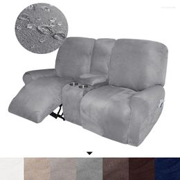 Chair Covers 2 Seater Recliner Cover With Cup Holder Non Slip Armchair All-inclusive Elastic Suede Sofa Slipcover Living Room