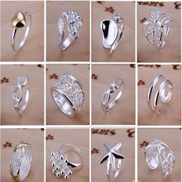 new Arrive 925 silver Jewellery 50pcs lot Charming Women girls finge rings Multi Styles Rings Mix size & mix order 1761229O
