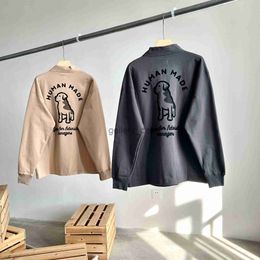 Men's Jackets 22SS New HUMAN MADE Jacket Japanese Casual V-neck Button Couple Dog Print Humanmade Knitted Cardigan Jackets for Men Women J230925