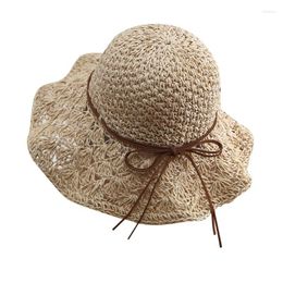 Wide Brim Hats Foldable Female Fashion Sun Hat Casual Bowknot Rope Decoration Summer Raffia Straw Outdoor Style Versatile Beach