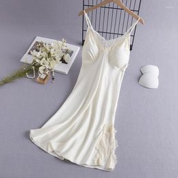 Women's Sleepwear Summer Suspender Nightgown Lingerie Women Sexy Lace Chemise Morning Gown Nightdress Rayon Home Dress Loungewear