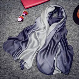 Scarves Scarf Gradual Colour Change 190 85cm Summer Fashion Soft Satin Shawl Kerchief Head/Hair