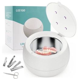 Disinfection Machine Portable Box Teeth Braces Machine Denture Ultrasonic Cleaner With UV 200ML Ultrasonic Retainer Cleaner Machine Nail Tool Cleaner 230925