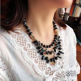 Pendant Necklaces Fashion Crystal Necklace Big Charms Natural Stone Chips Mixed Gold Colour Heishi Beads Women High Quality Jewellery Gifts