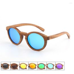 Sunglasses BerWer Handmade Wooden Polarized Women Round Vintage UV400 Protection Eyewear Mens Zebra Wood Glasses