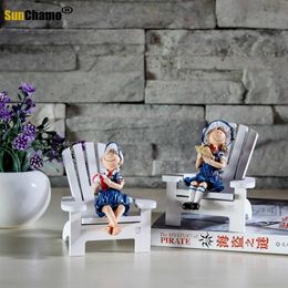 Decorative Objects Figurines Mediterranean Style Wooden Craft Decorative Beach Chair Small Ornaments Miniature Chairs Model Home Decoration Accessories 230925