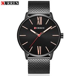 watch CURREN Simple Big Dial Ultrathin Fashion Business Men Watch Full Steel Quartz Male Clock Reloj Hombre Montre Homme230e