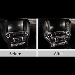 Carbon Fibre Centre Console Trim Interior Decor For Ford Mustang 2015-2017 Central Navigation CD Panel Decals239E