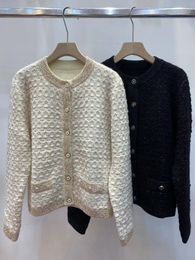 920 2023 Runway Autumn Women's Cardigan Sweaters Brand SAme Style Long Sleeve White P Fashion Clothes High Quality qian6