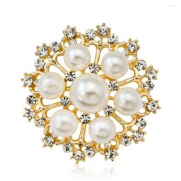 Brooches Elegant Imitation Pearl For Women Rhinestone Flower Brooch Pins Wedding Jewellery Clothes Accessories