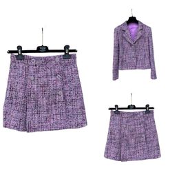 Skirts Black Feather 2023 High end Customised Autumn Tweed Purple A line Short Skirt Temperament for Women Dress 230925