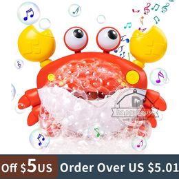 Bath Toys Baby Bath Toys Bubble Machine Crabs Frog Music Kids Bath Toy Bathtub Soap Automatic Bubble Maker Baby Bathroom Toy for Children 230923