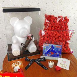 DIY Rose Bear Accessories Bag Foam Bear Mold 200PCS PE Artificial Rose Flower Heads Rose Bear Luck Dog Mold246l