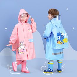 Rain Wear EVA children's raincoat girls' whole body waterproof boys' kindergarten pupils' poncho with schoolbag 230925
