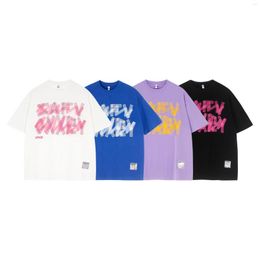Men's T Shirts Sycpman Fashion Design Letter Print O Neck Short Sleeve Shirt Men Hiphop Oversize Versatile Tees