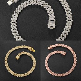 Hip Hop Aaa Bling 13 5 mm kubanische Brosche Kette 2-reihig Ice Man Halskette Diamant Zirkon Cobble Herren Halskette Damen Schmuck 270P