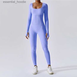 Women's Tracksuits Seamless Yoga Suit Women's Bodysuit Spring Dance Fitness Clothes Gym Push Up Workout Bodysuit Tight Long-Sleeved Athletic Wear L230925