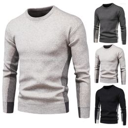 Men's Sweaters Contrast Color Knit O-neck Striped Sweater Autumn Winter Casual All-match Pullovers Tops