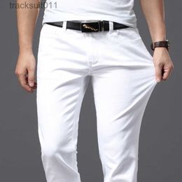 Men's Jeans Brother Wang Men White Jeans Fashion Casual Classic Style Slim Fit Soft Trousers Brand Advanced Stretch Pants L230926