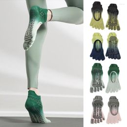 Athletic Socks 1 Pair Women Tie-Dye Five-Finger Leakage Instep Jacquard Non-Slip Yoga Pilate Boxing Fitness Moisture Wicking Sweat Sports