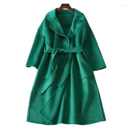Women's Wool 2023 Long Solid Double Cashmere Winter Coat Women Jacket Loose Abrigo Mujer Autumn Outerwear Casaco Feminino