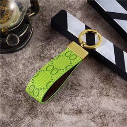 leather Designer Keychain for men women lanyard embossed letter solid Colour Keyring simple casual accessories car luxury keyring handbags charm PJ068