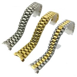 Watch Bands Accessories For Log-type Three-Bead Solid Diving Stainless Steel Band Presidential Buckle 20mm Men's Gold238F