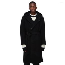 Men's Wool Hooded Pure Coat Thickened Winter Clothes Wizard Hat