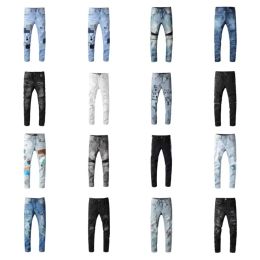 2022 Designer mens jeans hip-hop fashion zipper hole wash jean pants retro torn fold stitching men design motorcycle riding cool slim pant purple jeans for women 28-4