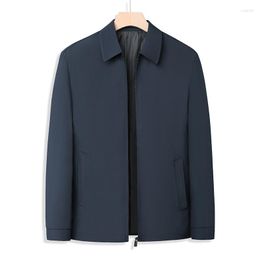 Men's Jackets Turn-down Collar Jacket Men Fathers' Spring And Autumn Business Casual Loose Executive Dark Blue Outerwear & Coats