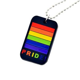 50PCS Pride Silicone Dog Tag Necklace with 24 Inch Ball Chain 2 Colours for Promotion Gift257x