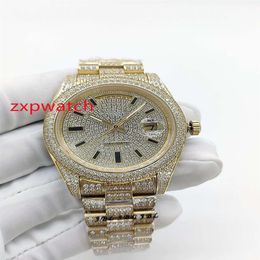 High quality Automatic full diamond watch 40mm gold case stones bezel and diamonds dial full works wrist men watches 2766