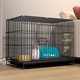 Other Pet Supplies 50x38x32cm Folding Metal Wire Rabbit Cage Small Habitat Guinea Pigs Bunny Hamster with Tray Indoor Animal House 230925