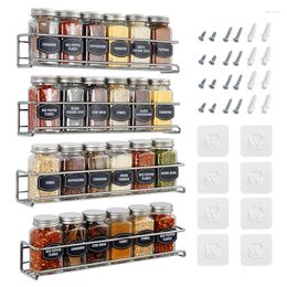 Kitchen Storage 4PCS Wall Mount Spice Rack Organiser Racks Space Saving Metal Seasoning Cabinet Door Jar Cosina