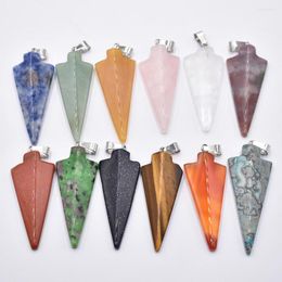 Pendant Necklaces Wholesale 12pcs/lot Good Quality Natural Tiger Eye Stone Pink Quartz Arrow Shape Charms Pendants For Necklace Jewelry