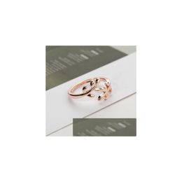 Band Rings Fashion Branch Bay Leaf Ring For Women Girl Luxury Vintage Golden Sier Jewellery Accessories 2021 Drop Delivery Dhbpj