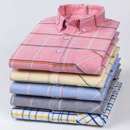 Men's Dress Shirts New 100% Cotton S~ 6XL Oxford Mens Shirts Longsleeve Plaid Business Casual Soft Social Dress Shirts Regular Fit Male Shirt YQ230926