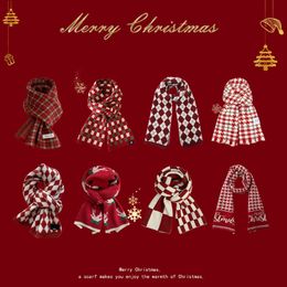 Christmas Knitted Scarf Autumn Winter Fashion Warm Woollen Scarf Women Double-Sided Scarves Shawls Wrap Christmas Gifts