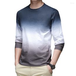 Men's T Shirts Spring 2024 Round Collar Ice Silk Long Sleeve T-shirt Sports Casual Quick Dry Matching Color Bottom Shirt