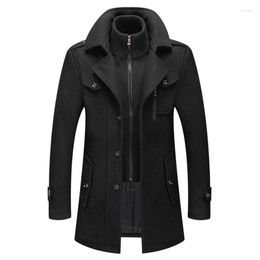 Men's Wool Winter;s Coat Solid Colour Cold Resistant Men Woollen Overcoat Double Collar Casual Trench Male Oversized 4XL