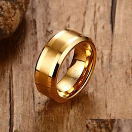 Rings Mens 8Mm Tungsten Carbide Finger Ring For Men Engagement Bands Comfort Fit Fashion Jewellery 230831 Drop Delivery Dhddc