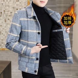 Men's Wool 2023 British Style Winter Jacket Casual Loose Coats Man High-quality Plaid Woolen For Men Slim Fit Warm Jackets