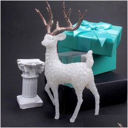 Christmas Decorations Forest Elk Crystal Deer White Flash Cake Dessert Table Decor Merry For Home 2022 Kids Naviidad Giftschristmas Ot0Av