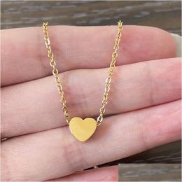 Pendant Necklaces Wholesale Stainless Steel Tiny Heart Necklace Women Fashion Chain For Birthday Gifts Trendy Female Choker Jewellery Co Dh8Ru