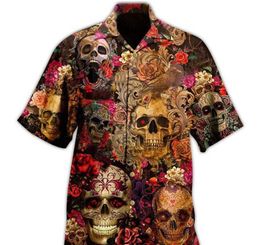Customised Tees & Polos Skull flower print Europe and America Foreign Trade short sleeve