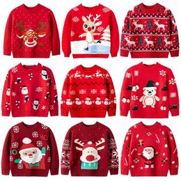 Strickjacke Weihnachten Jungen Mädchen Pullover Herbst Winter Jerseis Pullover Gestrickte Hirsche Elch Kinder Sweatshirts Strickwaren Tops 230925